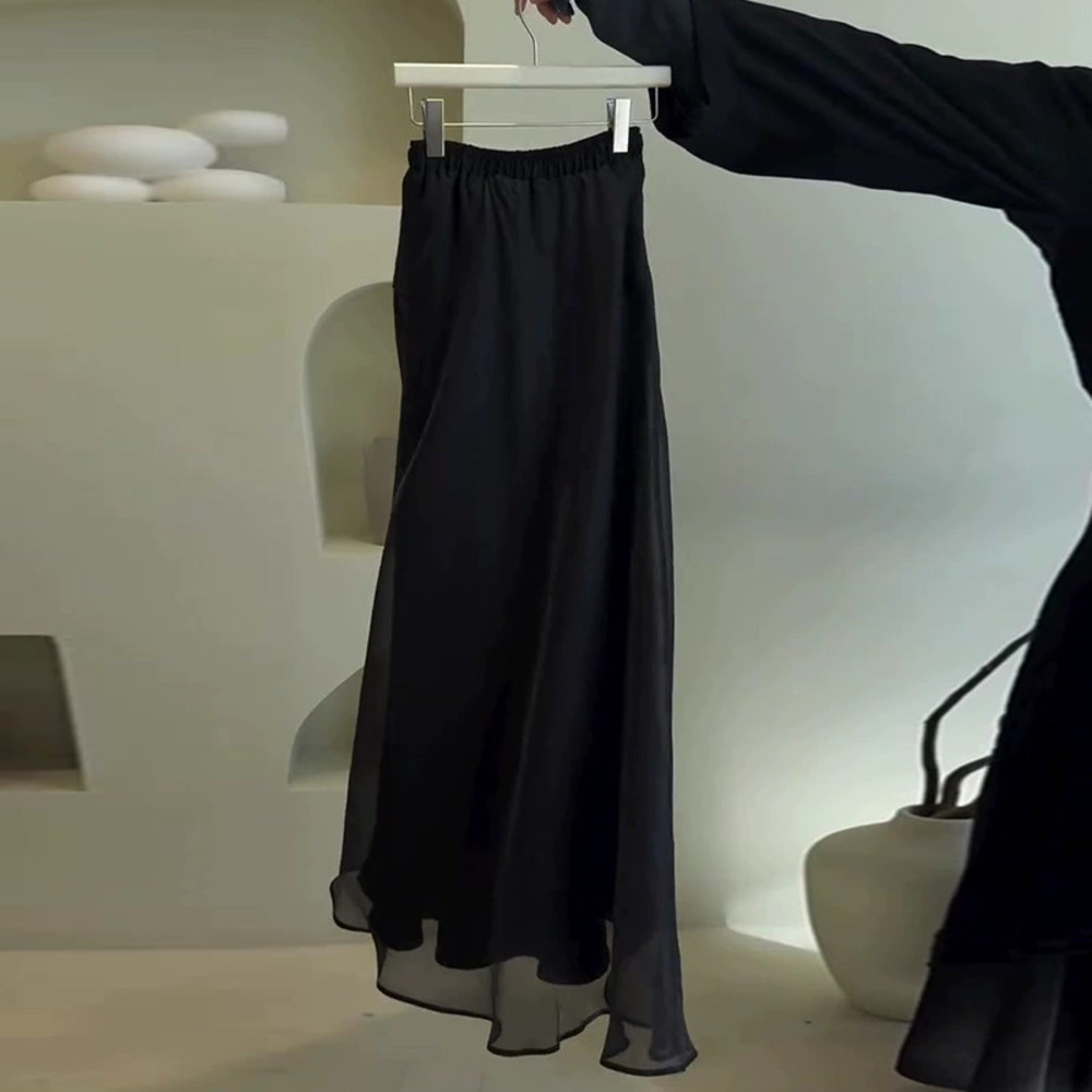 Forever 21 Simple Elegant Black Chiffon Skirt